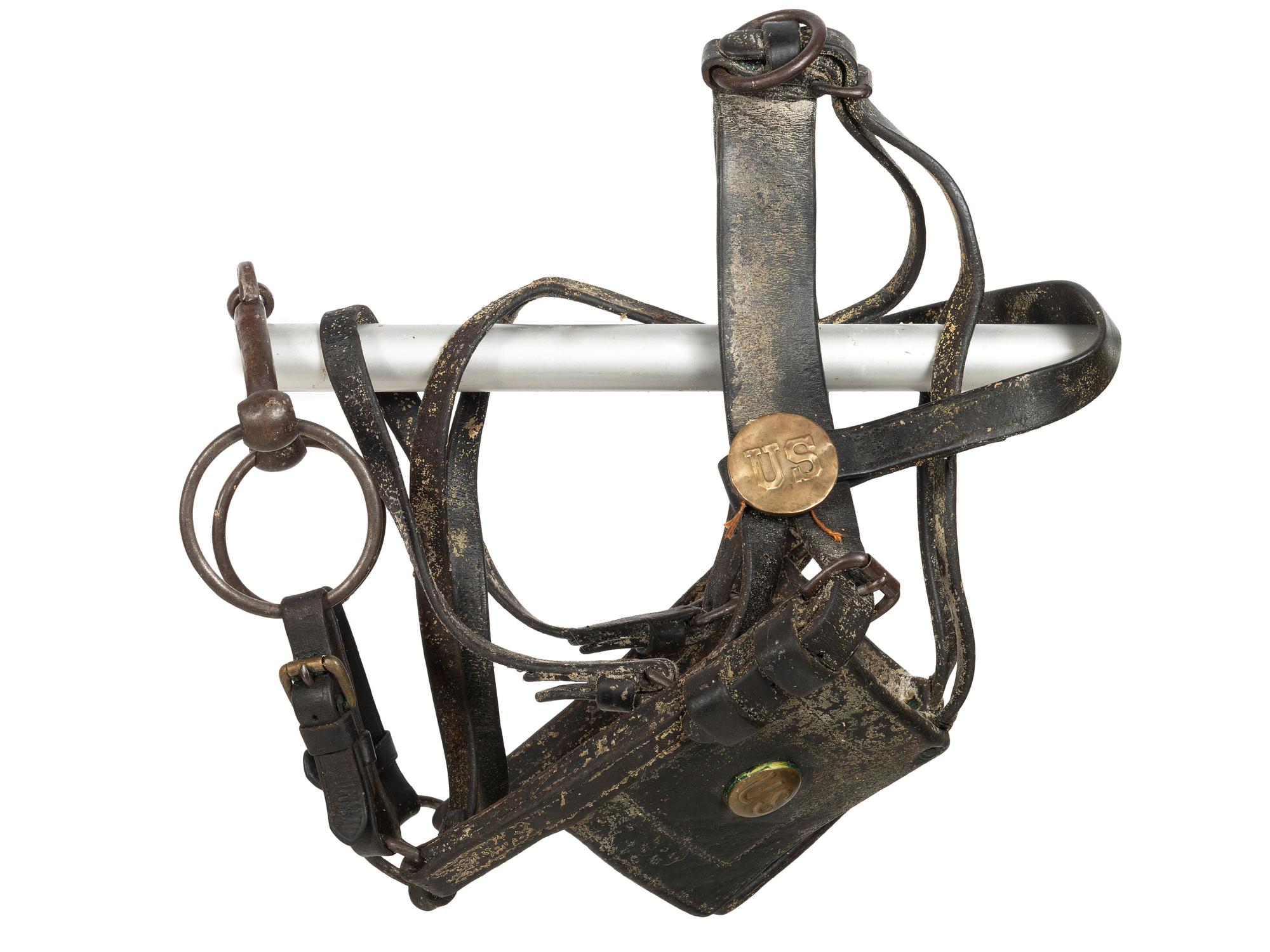 [CIVIL WAR]. A group of 2 bridles, incl. McClellan cavalry bit and bridle.