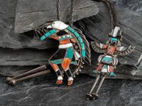 Pair of Zuni Inlaid Bolo Ties