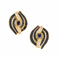 Sapphire, Diamond, and Yellow Gold Earrings