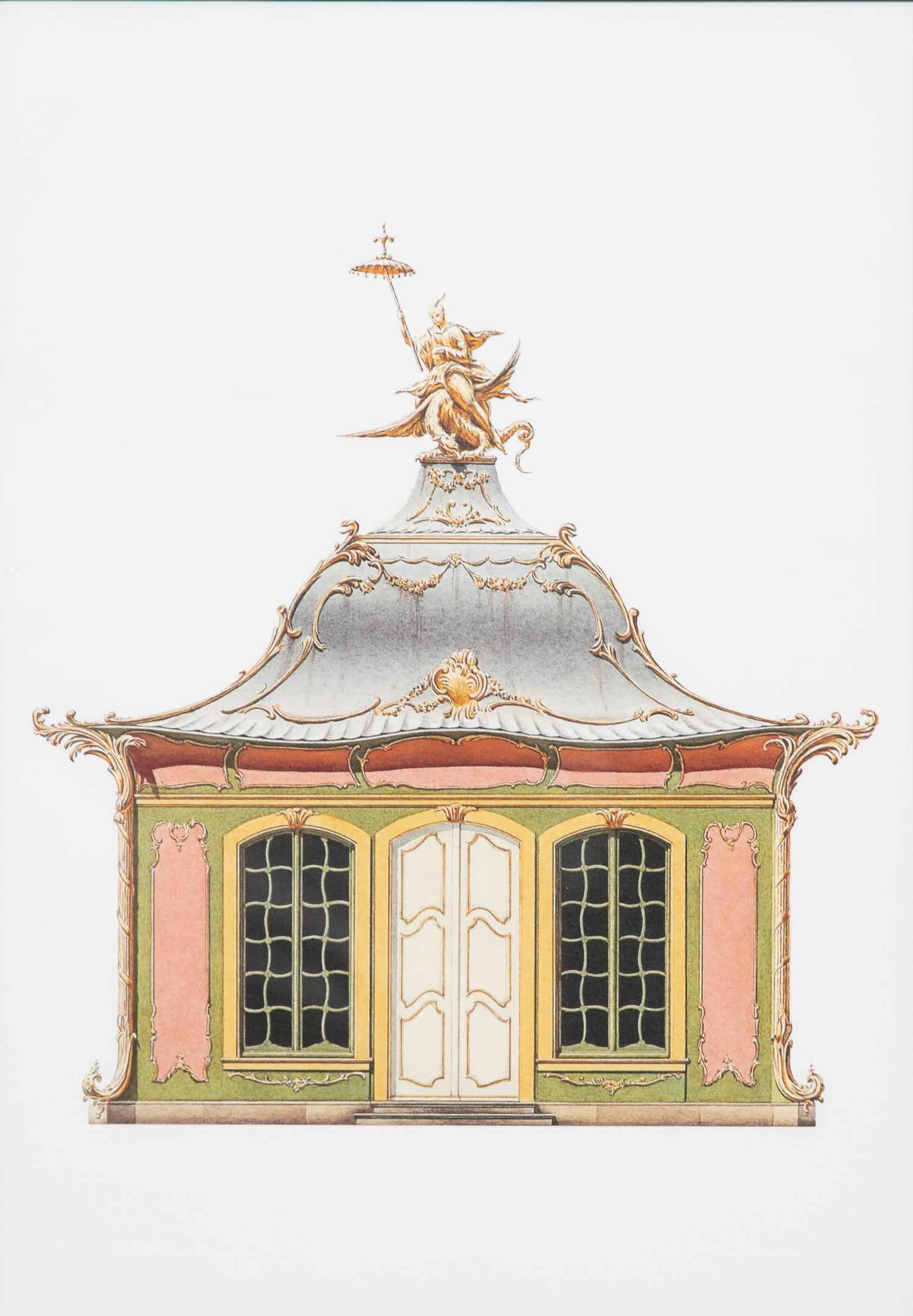 A Group of Gilt Framed Color Reproductions of Dams & Zega's Watercolors Chinoiseries Framed 17 1/2 x 13 5/8 inches. — 20TH CENTURY