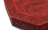 A Chinese Carved Red Lacquer Octagonal Box