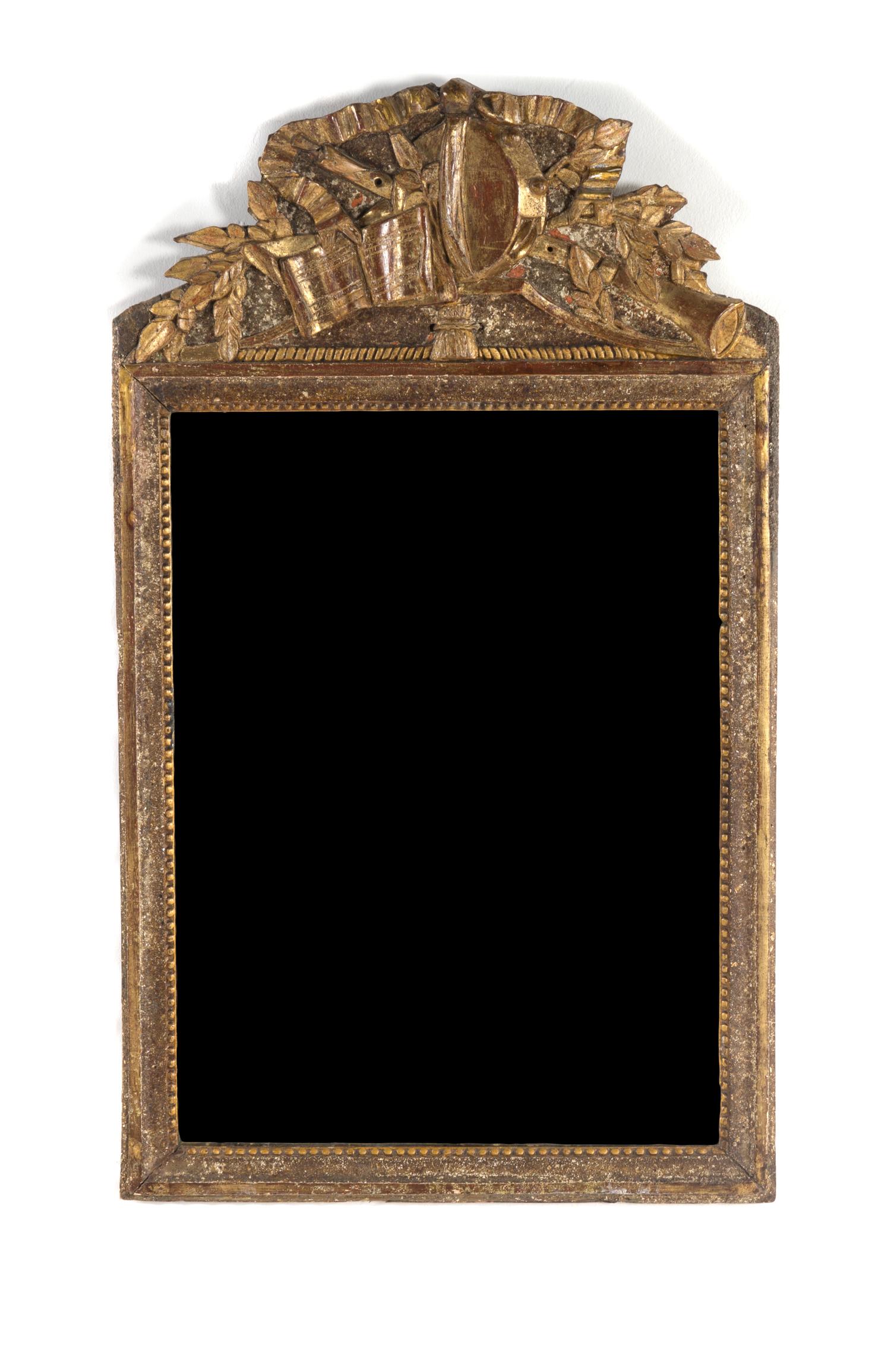 A Louis XVI Style Giltwood Mirror, Height 37 1/4 x width 21 1/2 inches.