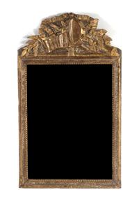 A Louis XVI Style Giltwood Mirror, Height 37 1/4 x width 21 1/2 inches.