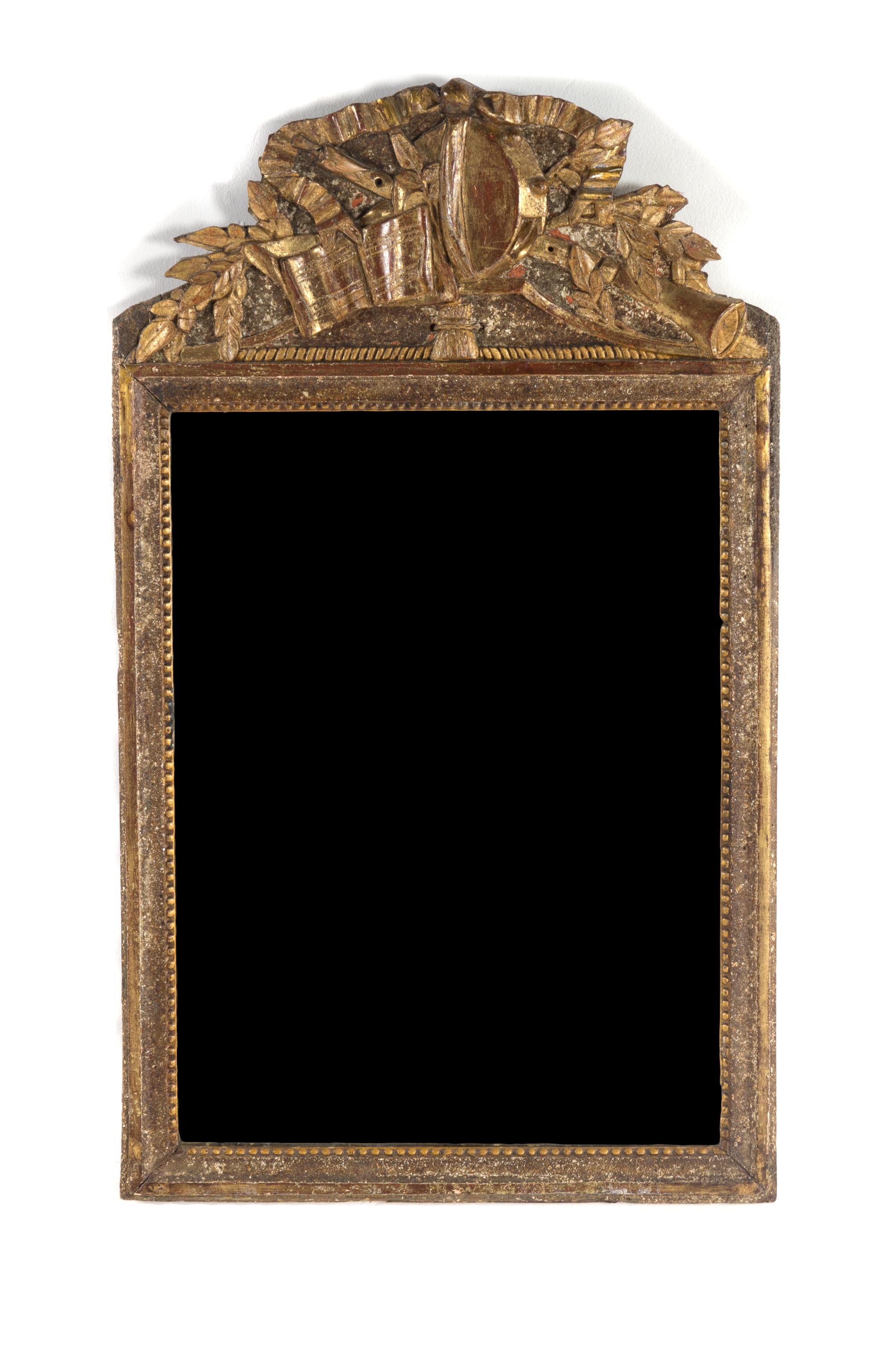 A Louis XVI Style Giltwood Mirror, Height 37 1/4 x width 21 1/2 inches.
