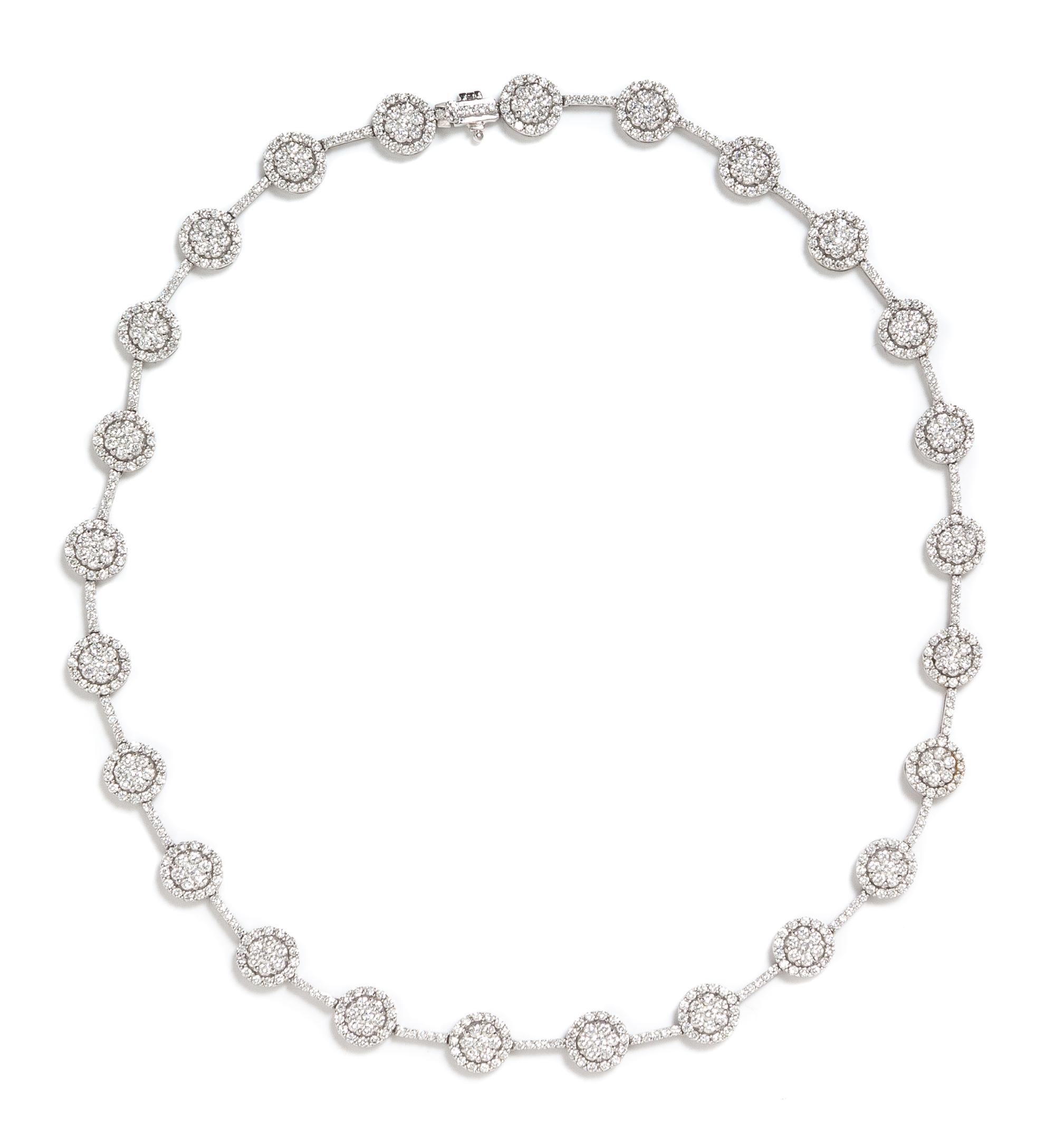 A 14 Karat White Gold and Diamond Necklace, 13.20 dwts.