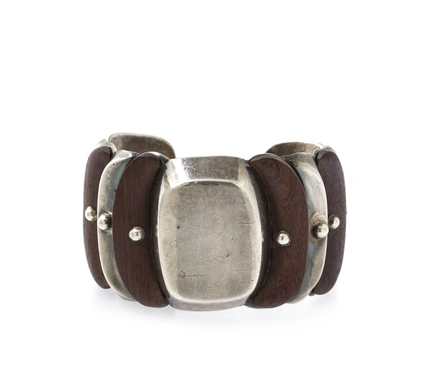 A Silver and Rosewood Cuff Bracelet, William Spratling, Taxco, Circa 1940's, 63.70 dwts.