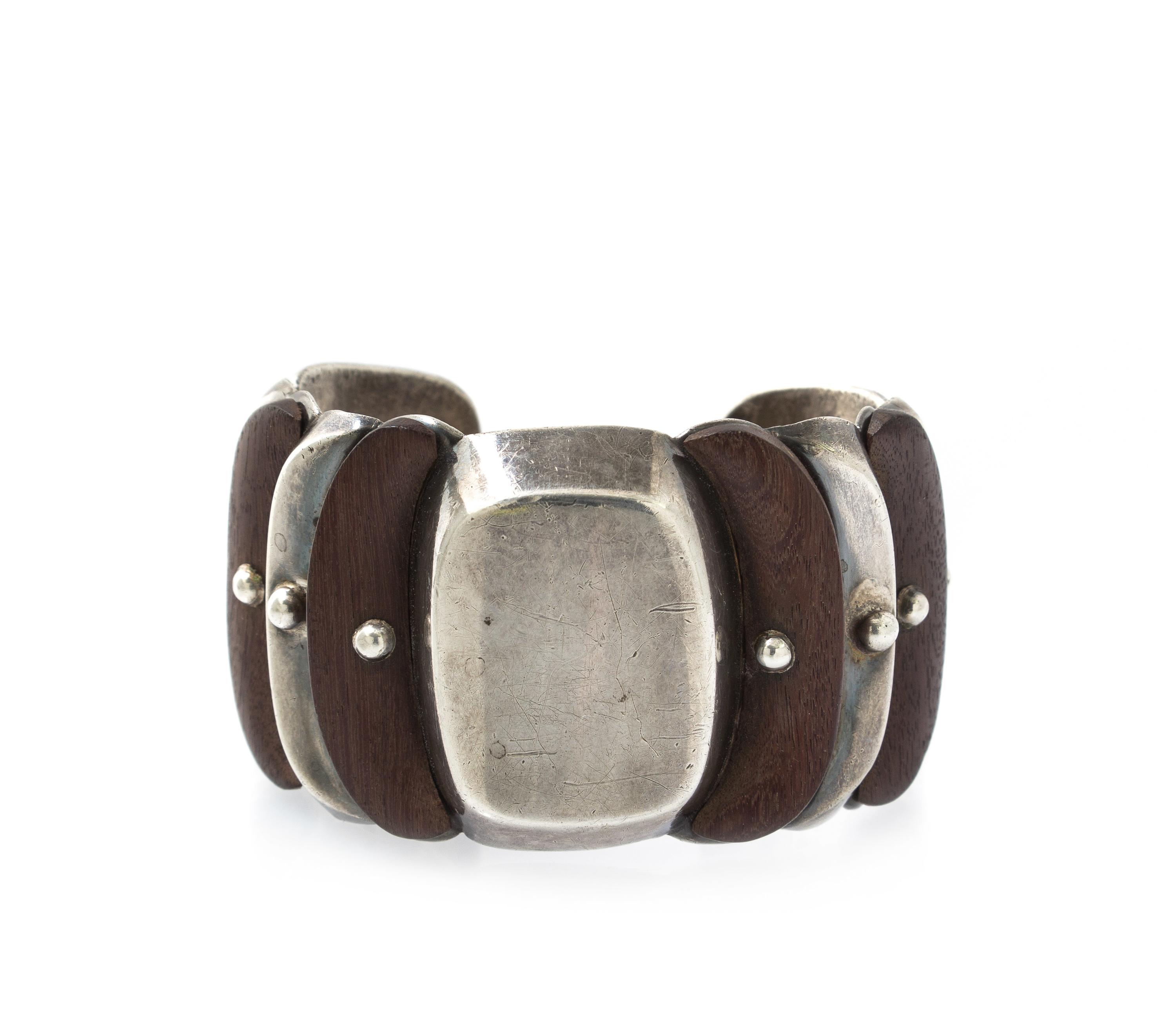 A Silver and Rosewood Cuff Bracelet, William Spratling, Taxco, Circa 1940's, 63.70 dwts.