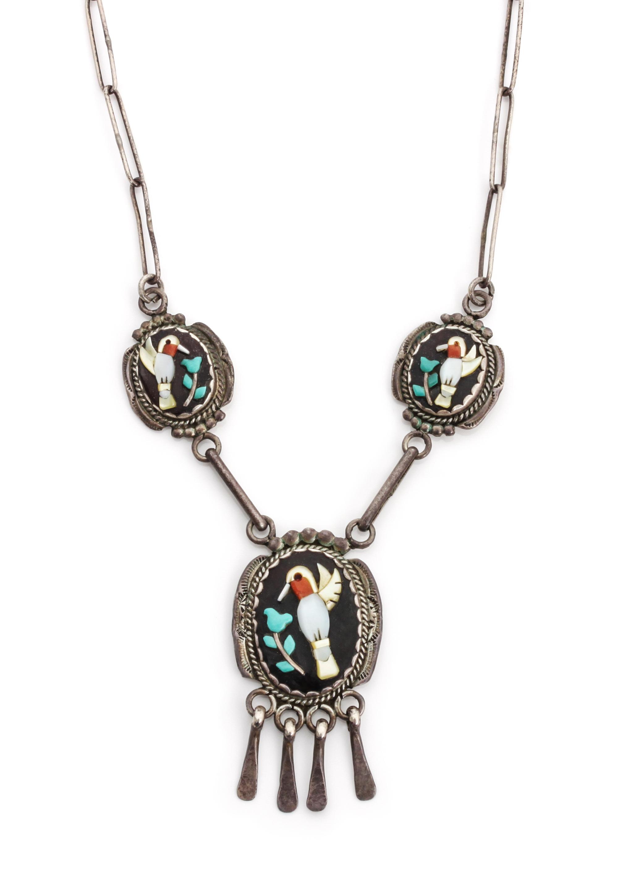 A Zuni Three Piece Set, Beverly Etsate Length of necklace 18 inches.