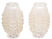 A Pair of Iridescent Murano Glass Vases Height 15 1/4 x diameter 8 1/2 inches. — 20TH CENTURY