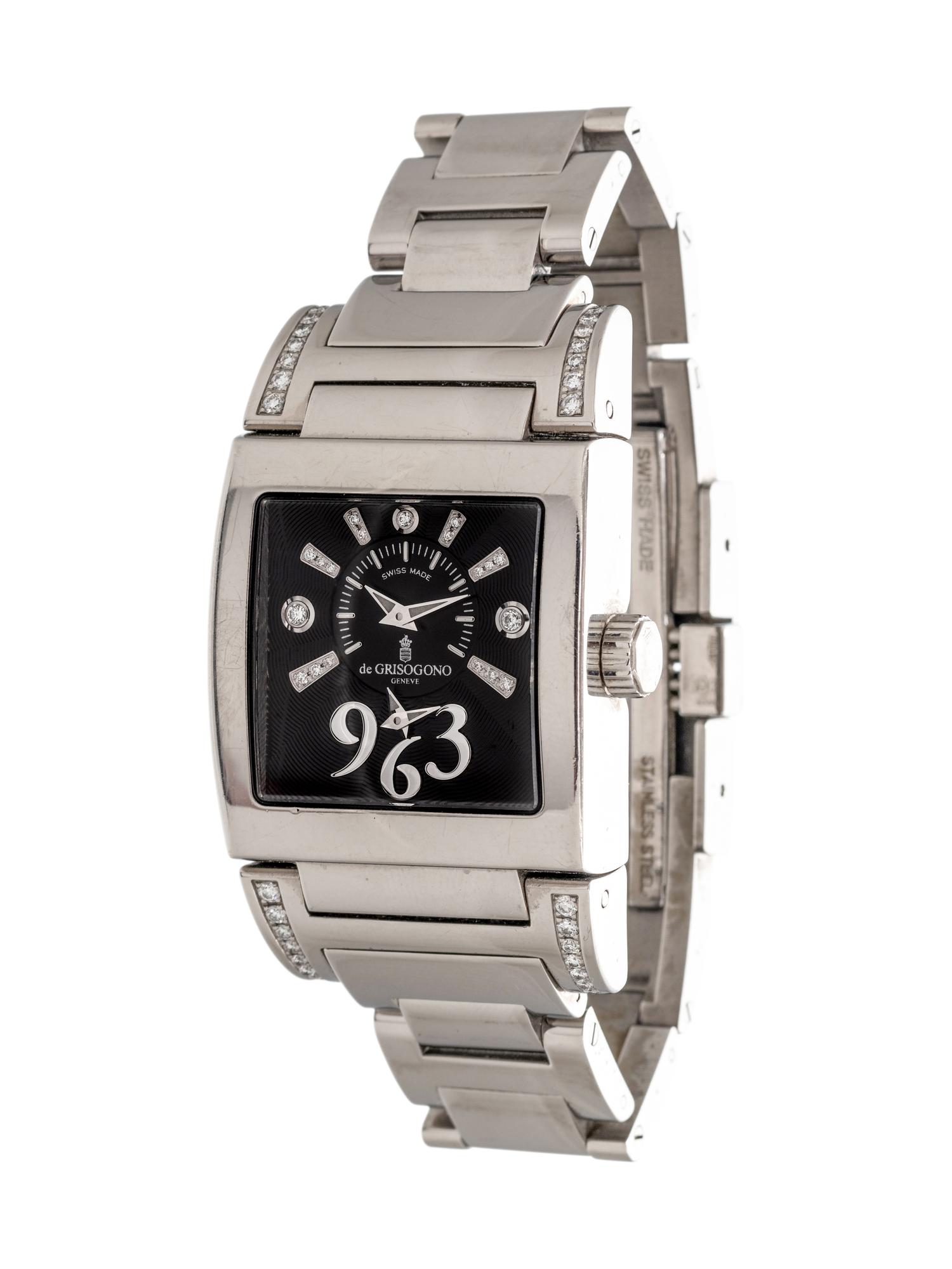 DE GRISOGONO, STAINLESS STEEL AND DIAMOND 'INSTRUMENTINO' WRISTWATCH