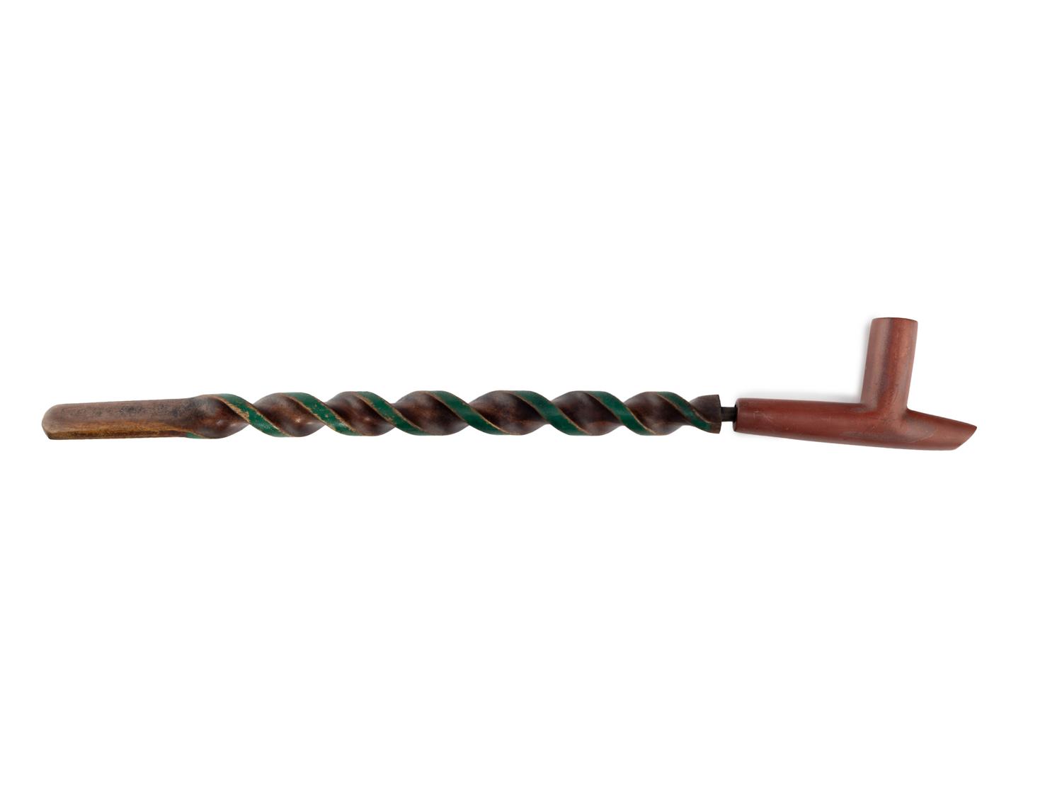 Plains Painted and Twisted Pipe Stem, with Catlinite Bowl