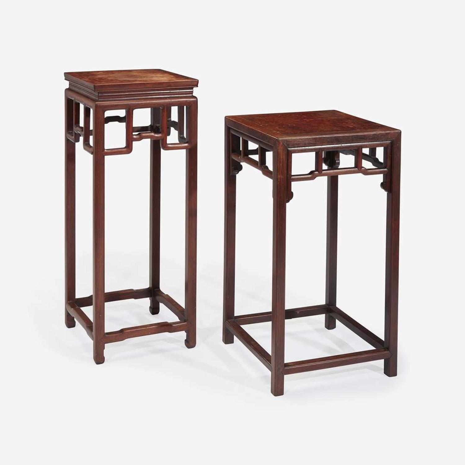 Two Chinese hardwood stands 硬木香几两件 19th/20th century ???????