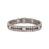 ART DECO, DIAMOND AND SYNTHETIC SAPPHIRE BRACELET
