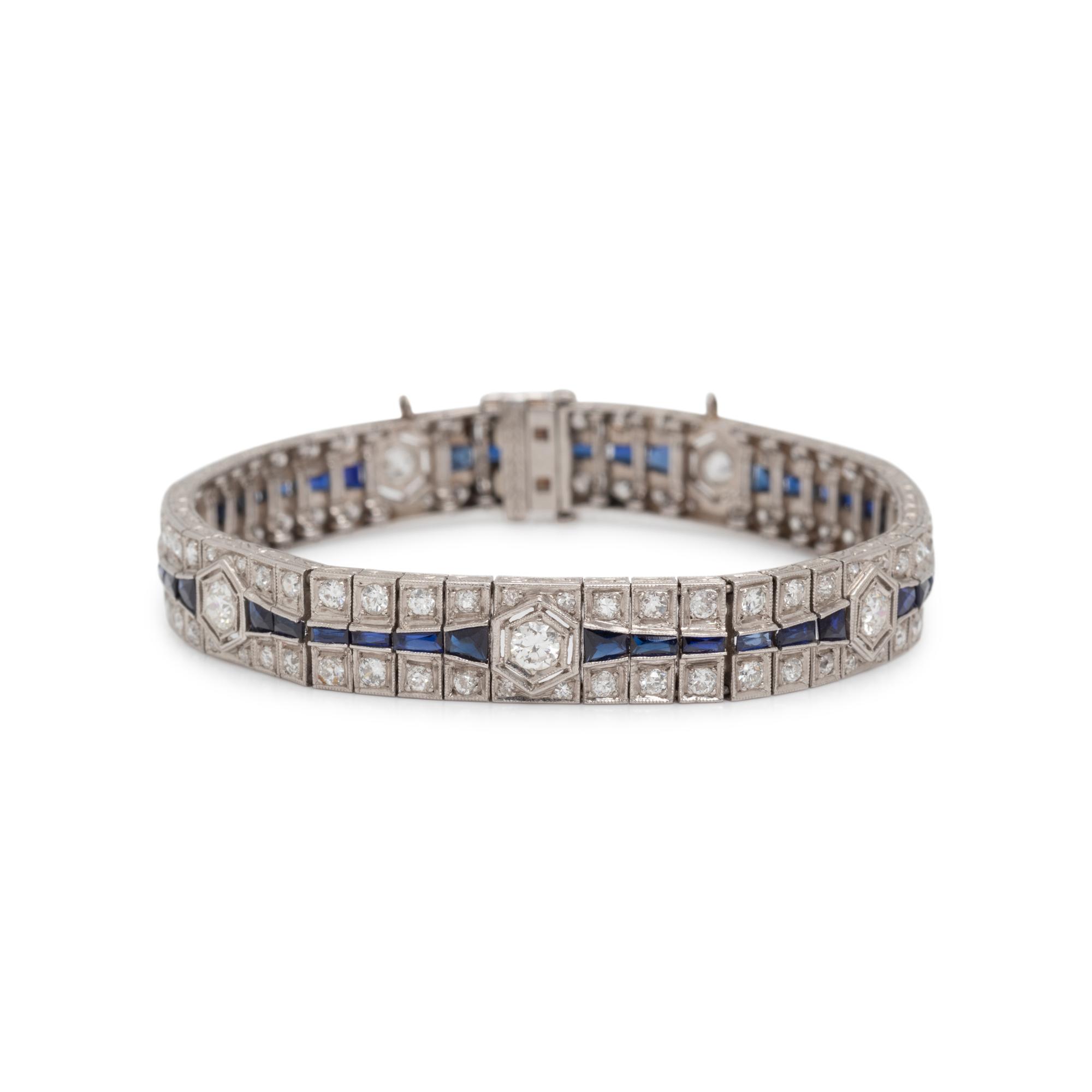 ART DECO, DIAMOND AND SYNTHETIC SAPPHIRE BRACELET