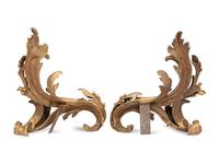 A Pair of Louis XV Style Gilt Bronze Chenets