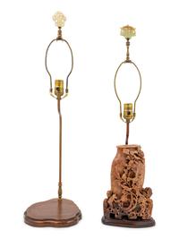 A Chinese Carved Soapstone Vase Mounted as a Lamp