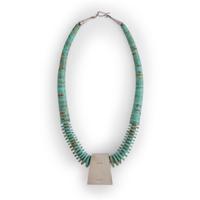Lone Mountain Rolled Turquoise Necklace, with Sterling Silver Pendant