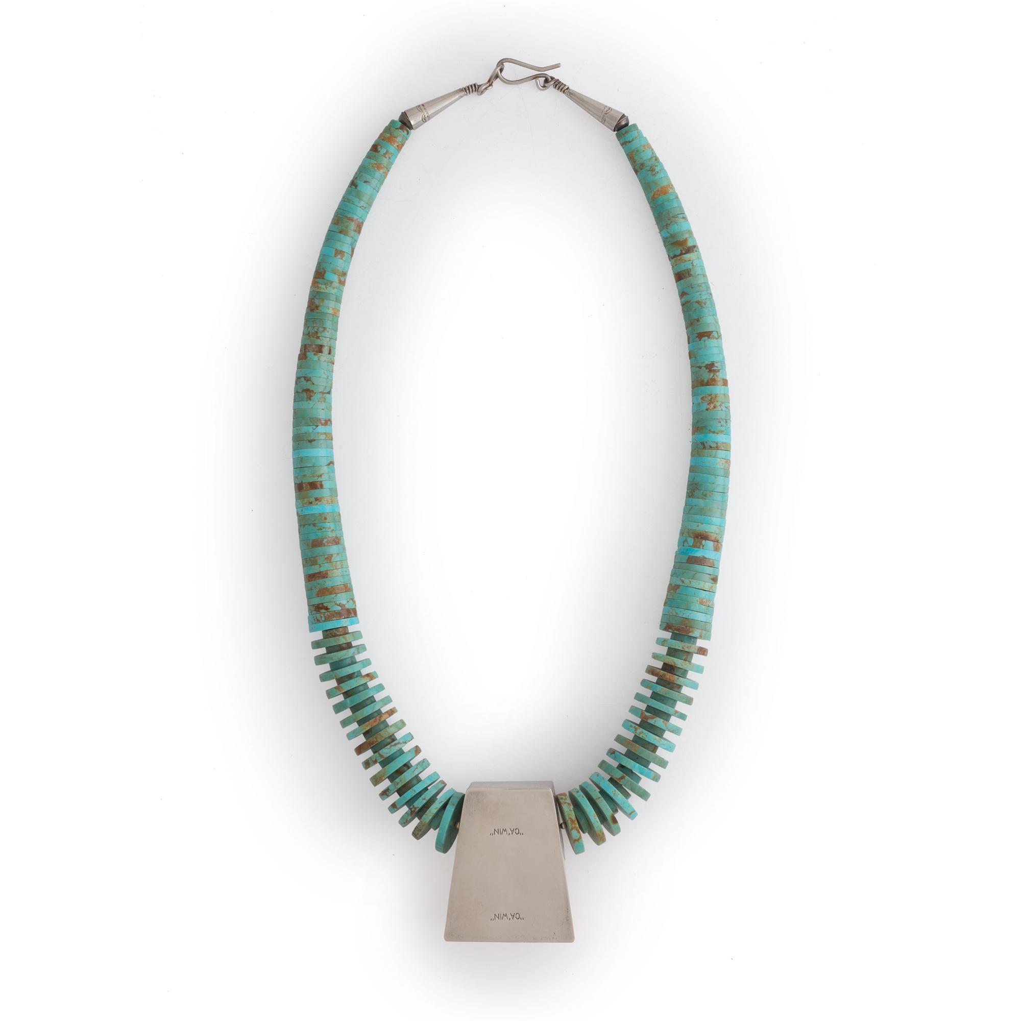 Lone Mountain Rolled Turquoise Necklace, with Sterling Silver Pendant