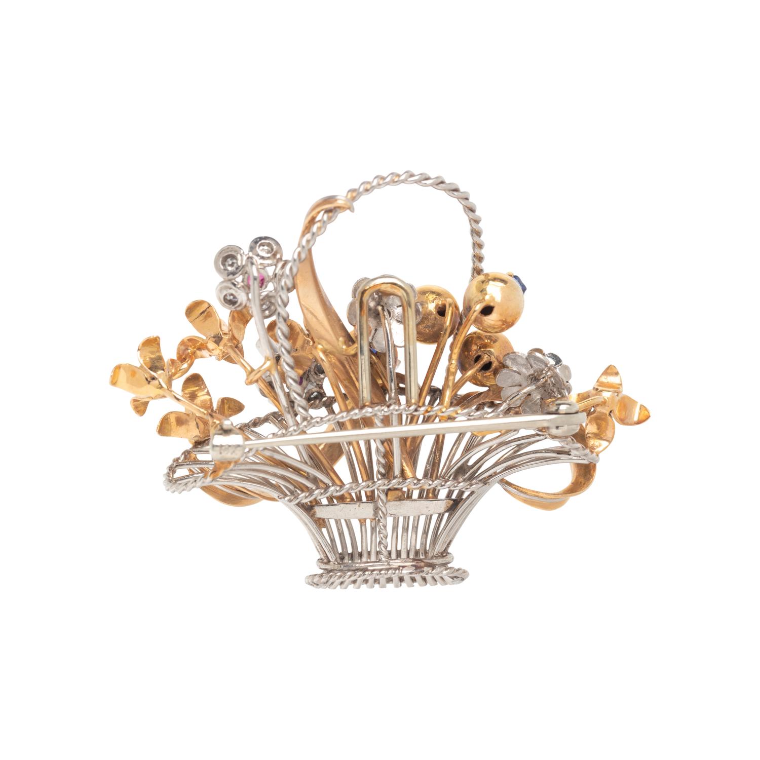 MULTIGEM AND DIAMOND FLOWER BROOCH