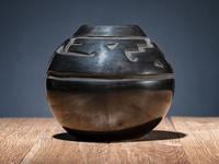 Carved Blackware Pottery Jar