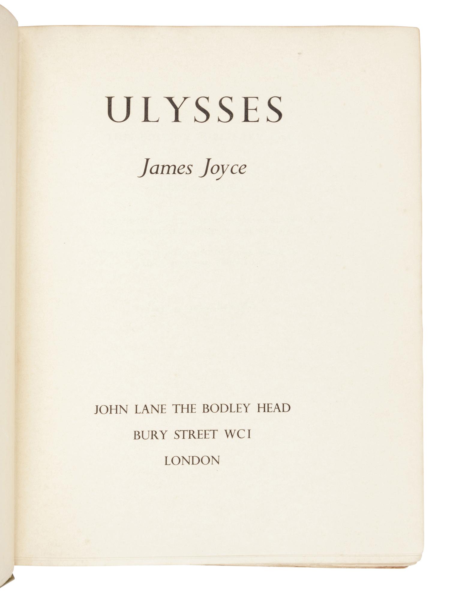 JOYCE, James (1882-1941). Ulysses . London: John Lane the Bodley Head, 1936.