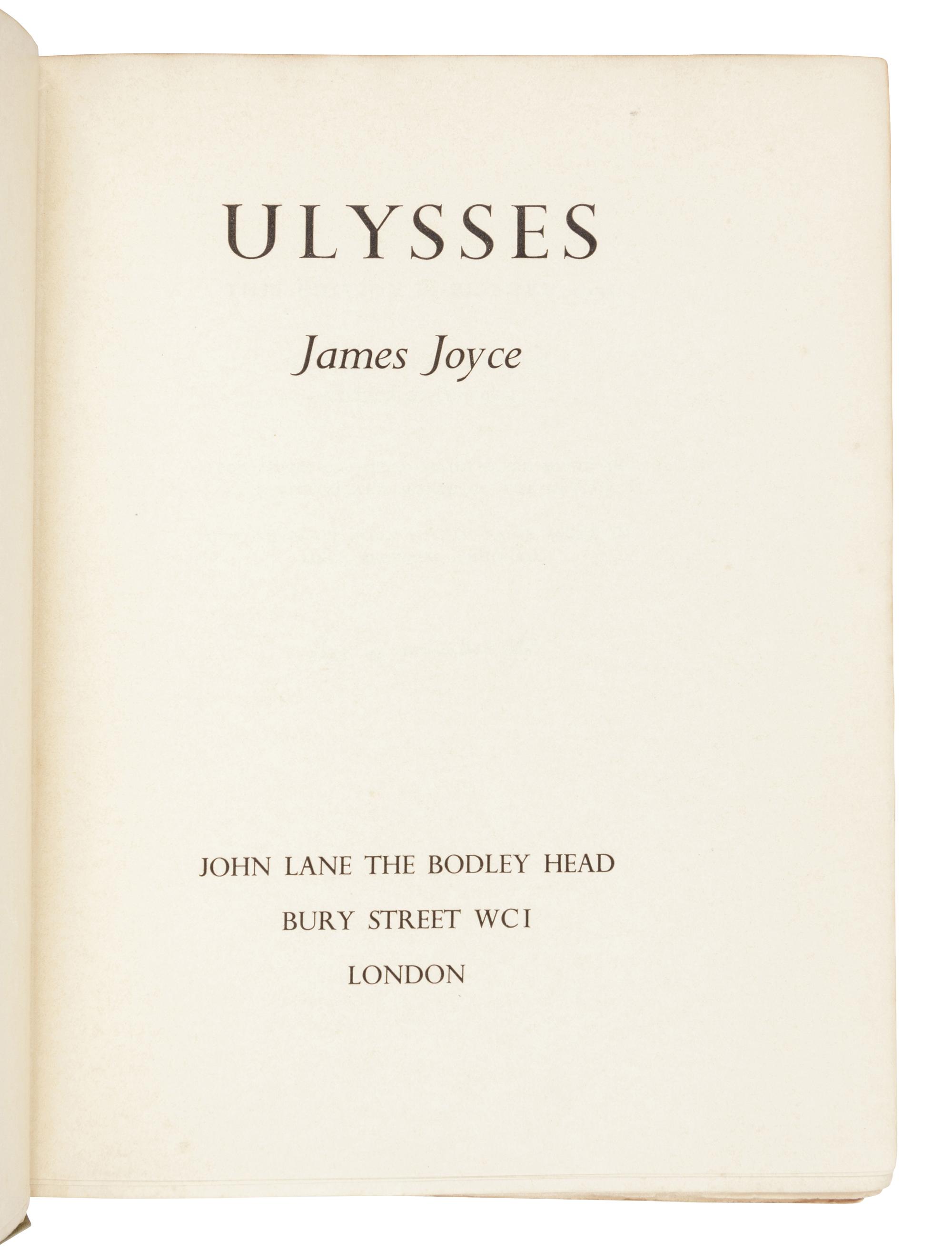 JOYCE, James (1882-1941). Ulysses . London: John Lane the Bodley Head, 1936.