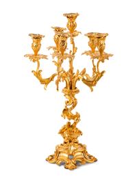 A Louis XV Style Gilt Bronze Clock Garniture