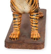 A Pair of Italian Glazed Terracotta Figures of Standing Tigers
