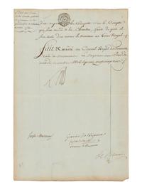 LOUIS XVI, King of France (1754-1793). Document signed ("Louis"), 23 December 1783. Countersigned by several ministers.