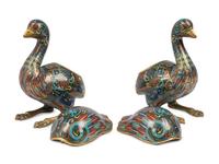 Two Pairs of Chinese Cloisonné Enamel Animal Form Vessels