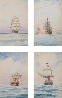 A Collection of Miniature American Nautical Watercolors — 20TH CENTURY