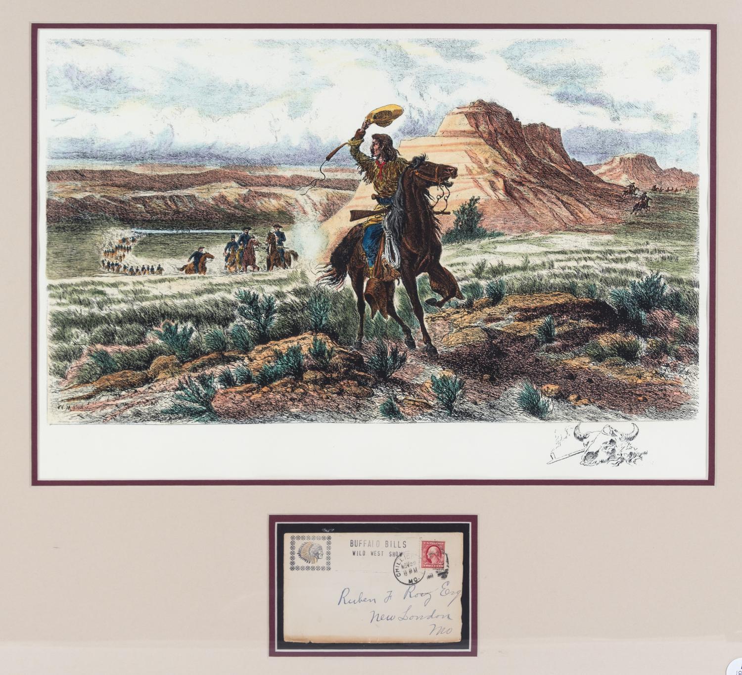 (BUFFALO BILL) CODY, WILLIAM. A check to William Cody for $400.00, August 2, 1929. With envelope w/orig. Buffalo Bill show stamp.