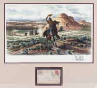 (BUFFALO BILL) CODY, WILLIAM. A check to William Cody for $400.00, August 2, 1929. With envelope w/orig. Buffalo Bill show stamp.