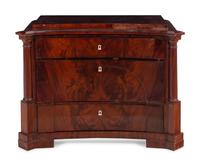 A German Mahogany Concave-Front Chest of Drawers