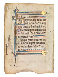 SOUTHERN NETHERLANDISH ILLUMINATOR Leaf from the Ghistelles Hours with a historiated initial ‘C’, depicting the Presentation in the Temple, in Latin, illuminated manuscript on parchment [Southern Netherlands, ca. 1300]