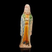 A Chinese sancai-glazed pottery attendant 三彩人物 Probably Tang dynasty ??