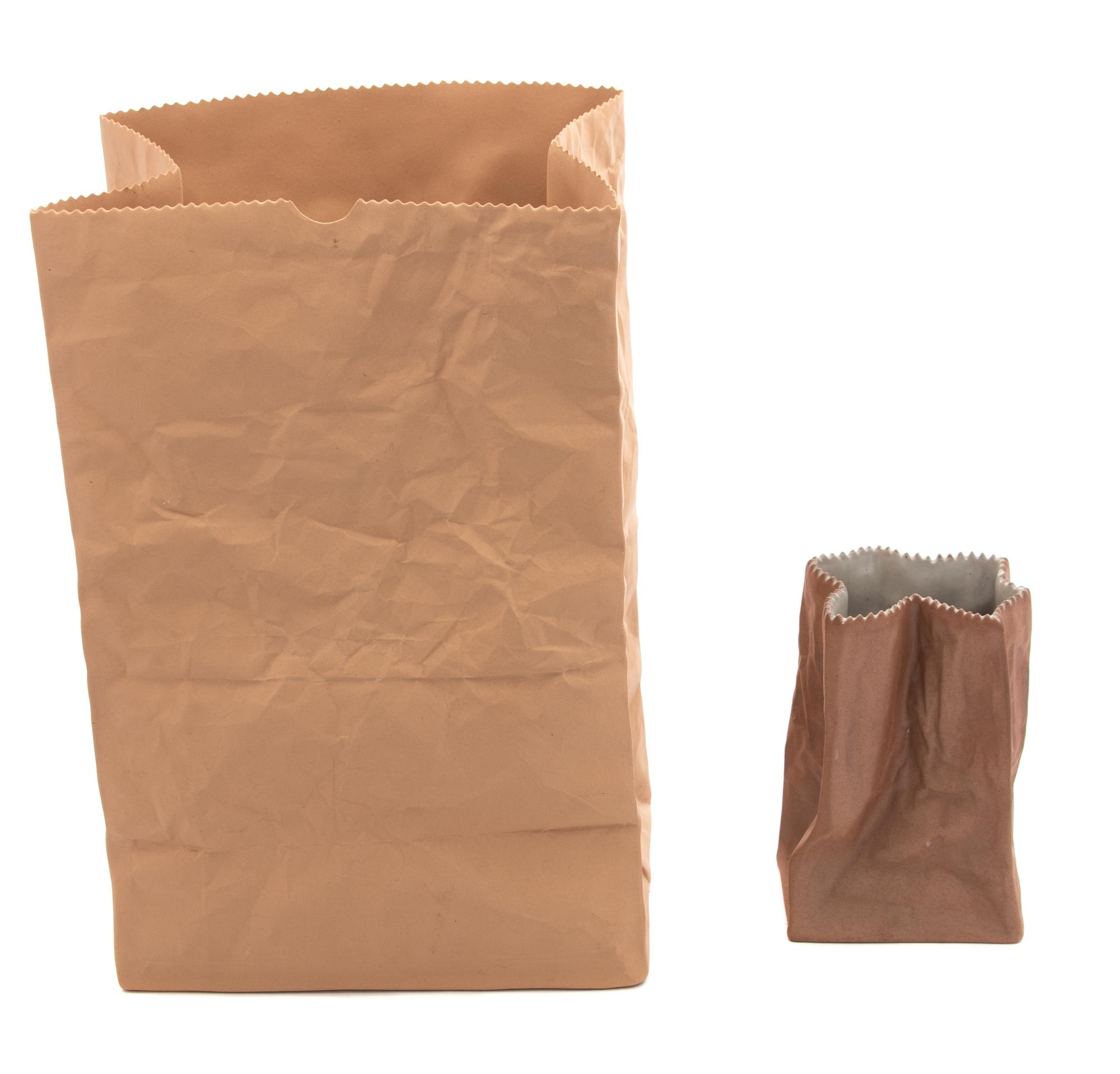 Two Contemporary Paper Bag Ceramic Sculptures — 20TH CENTURY