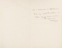 WELLS, Herbert George. Autographed letter signed ("H.G. Wells"), to an unnamed correspondent, Spade House, Sandgate, 20 May 1905.