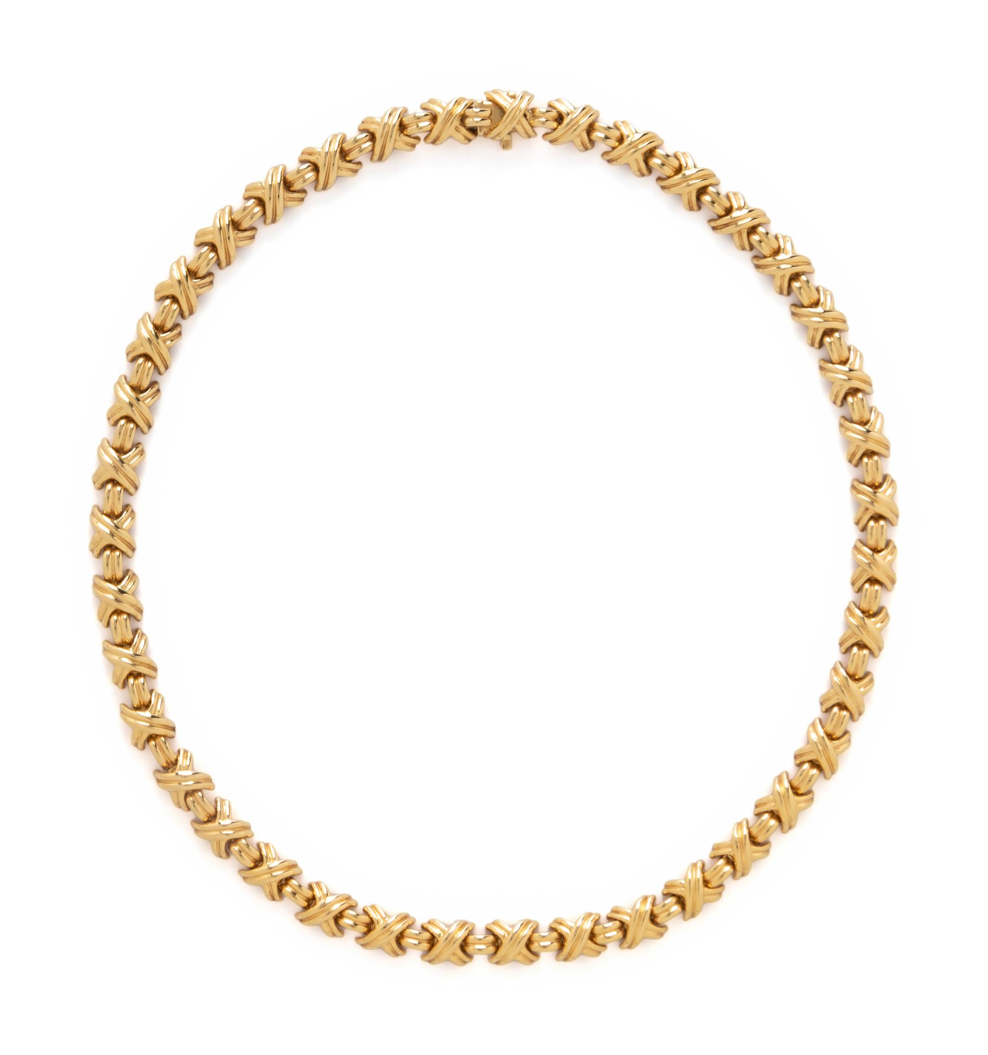 TIFFANY & CO., YELLOW GOLD 'SIGNATURE X' NECKLACE