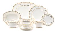 A Royal Crown Derby Porcelain Partial Dinnerware Service for Ten, Width of platter 14 5/8 inches.