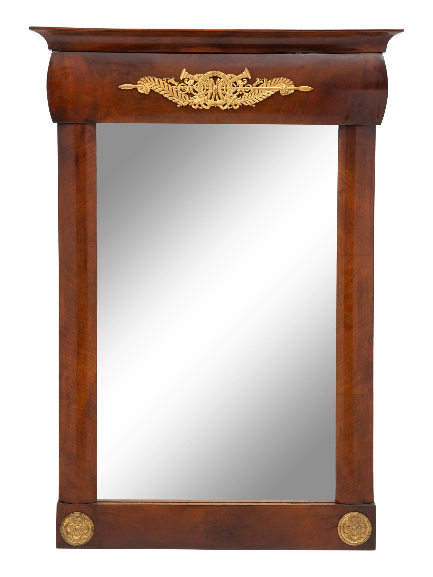 An Empire Style Gilt-Bronze Mounted Mahogany Console d'Applique and Mirror