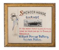 Five Framed Specialty Shop Advertising Hand Colored Prints and Watercolors