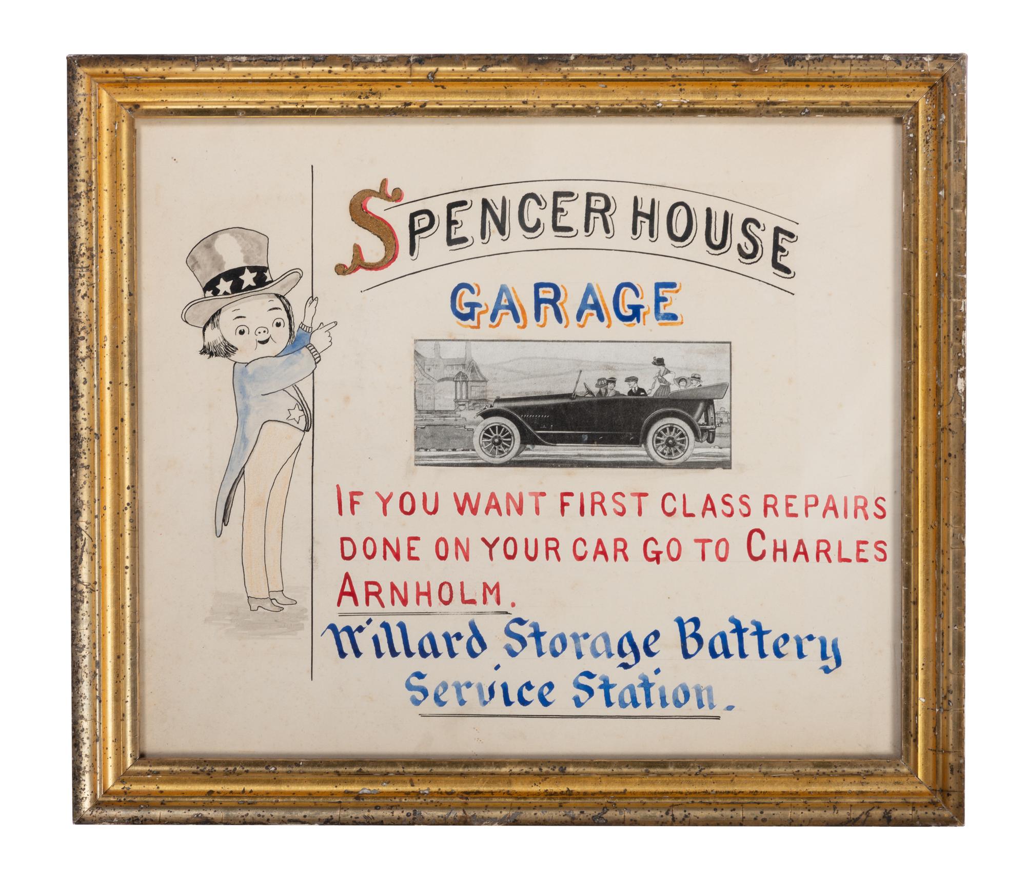 Five Framed Specialty Shop Advertising Hand Colored Prints and Watercolors