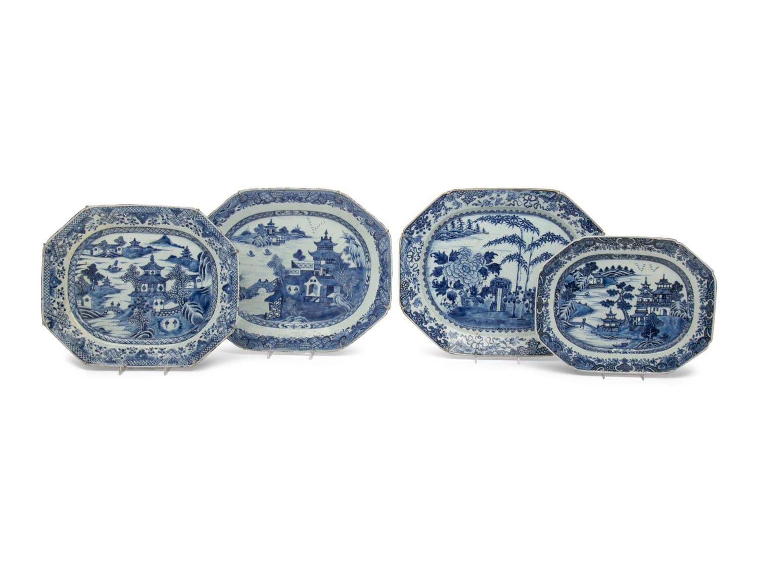 Four Chinese Export Porcelain Platters