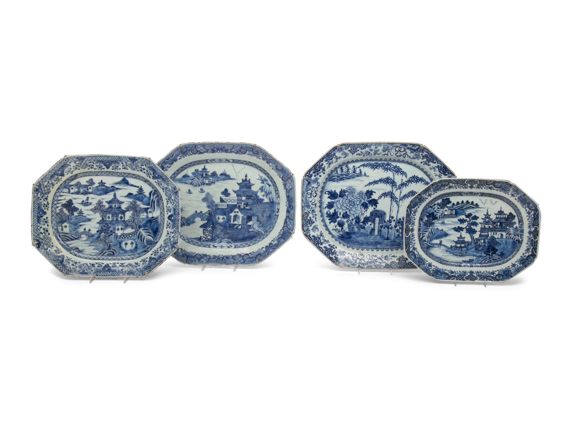 Four Chinese Export Porcelain Platters