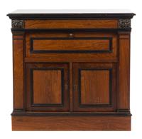 A Biedermeier Style Mahogany and Parcel Ebonized Bar Height 37 x width 39 1/2 x depth 21 3/4 inches.