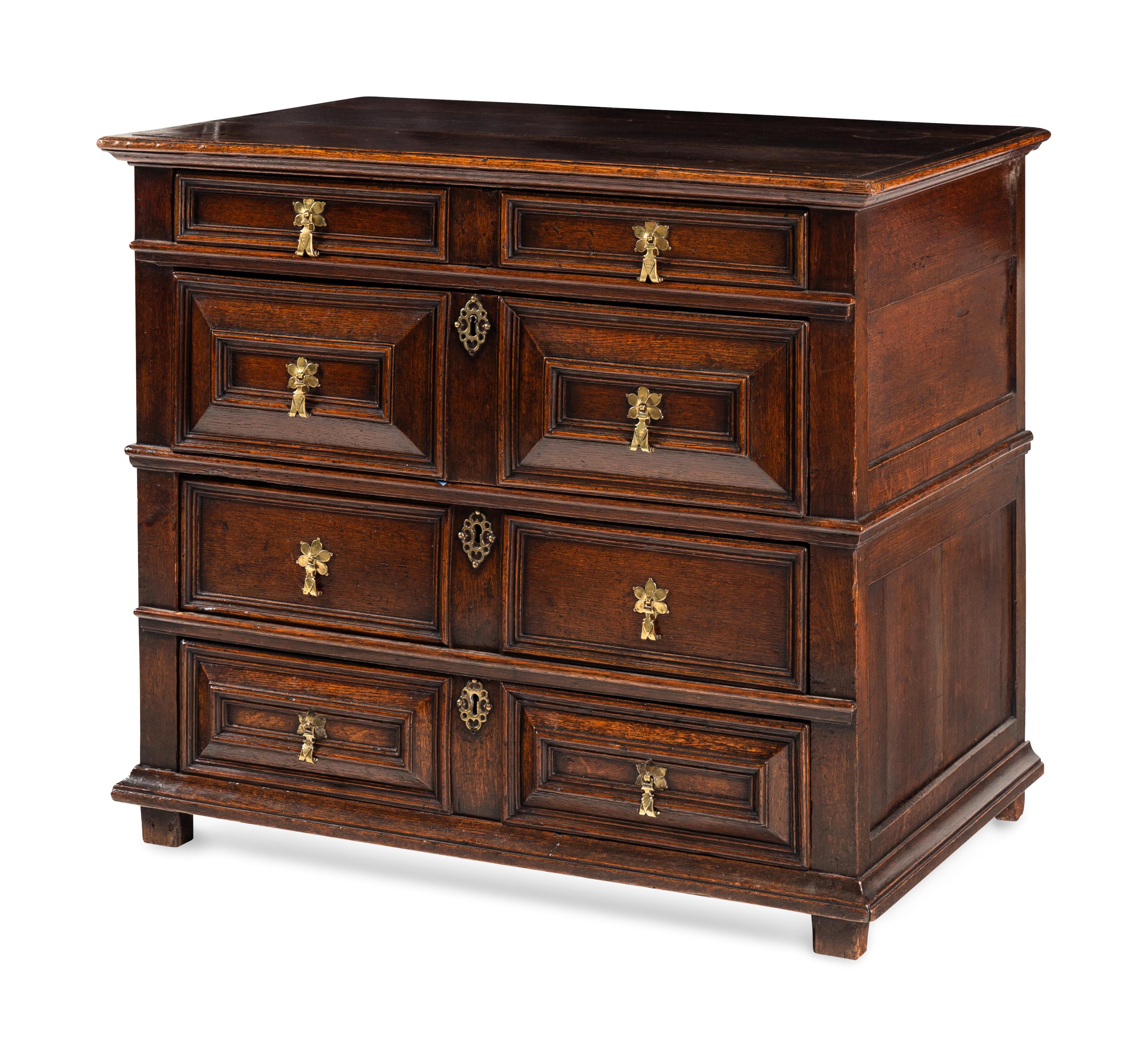 A William and Mary Oak Chest of Drawers