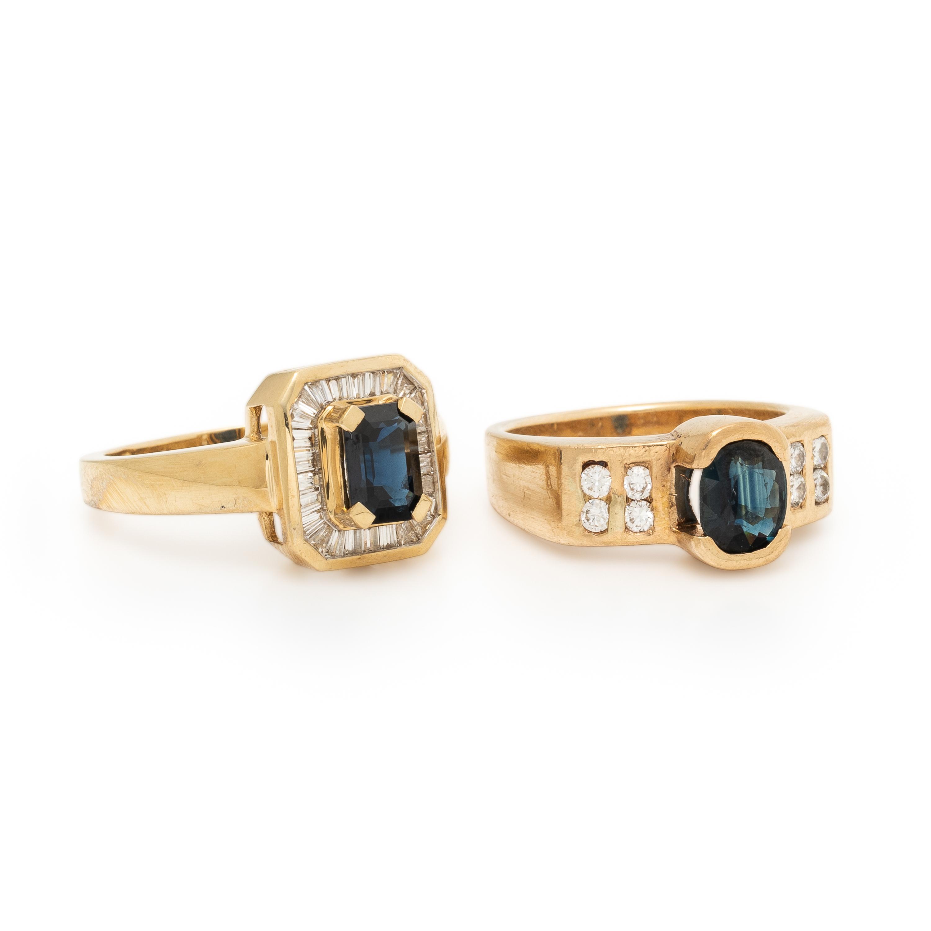 Two Sapphire and Diamond Rings