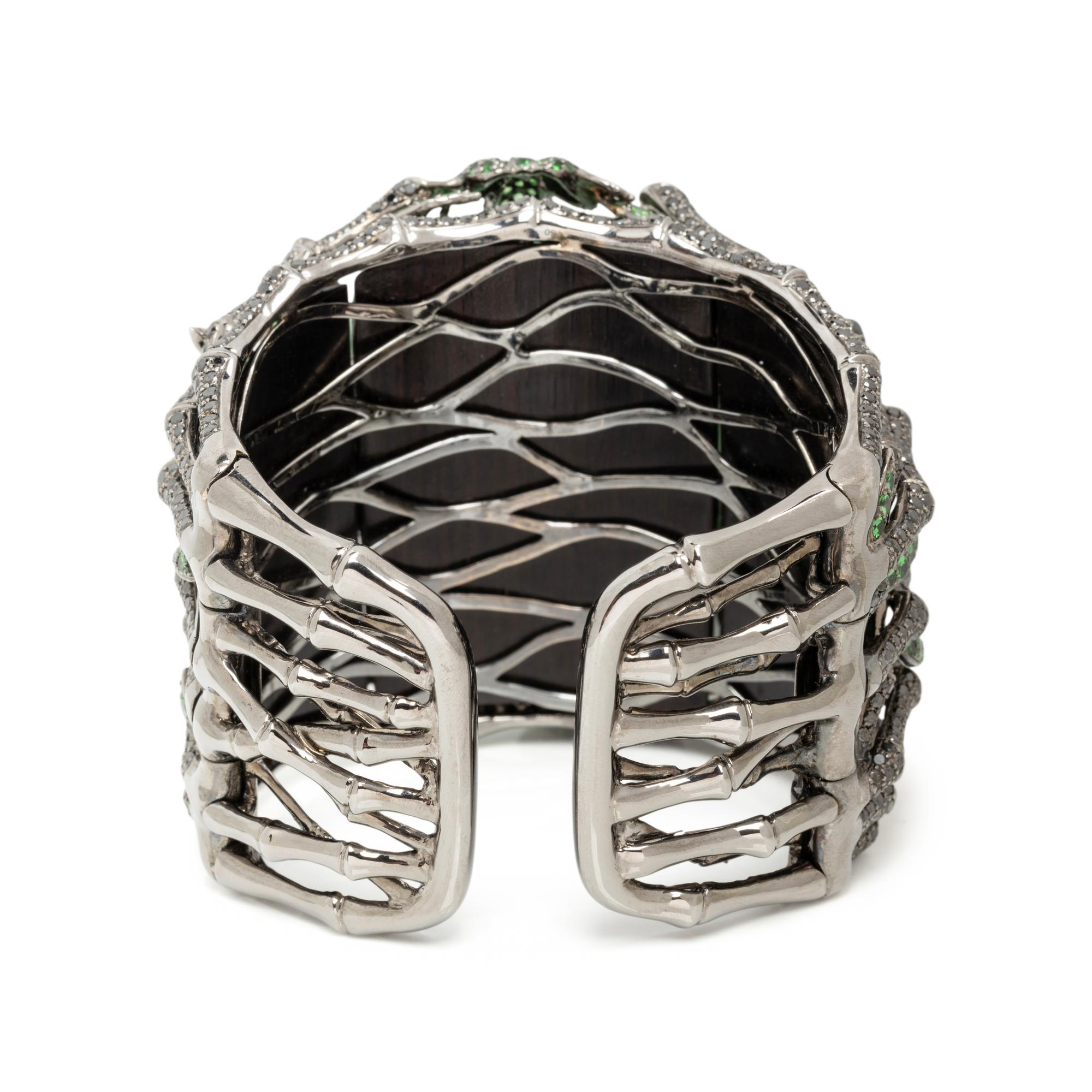 JADE, MULTIGEM, AND BLACKENED GOLD CUFF BRACELET