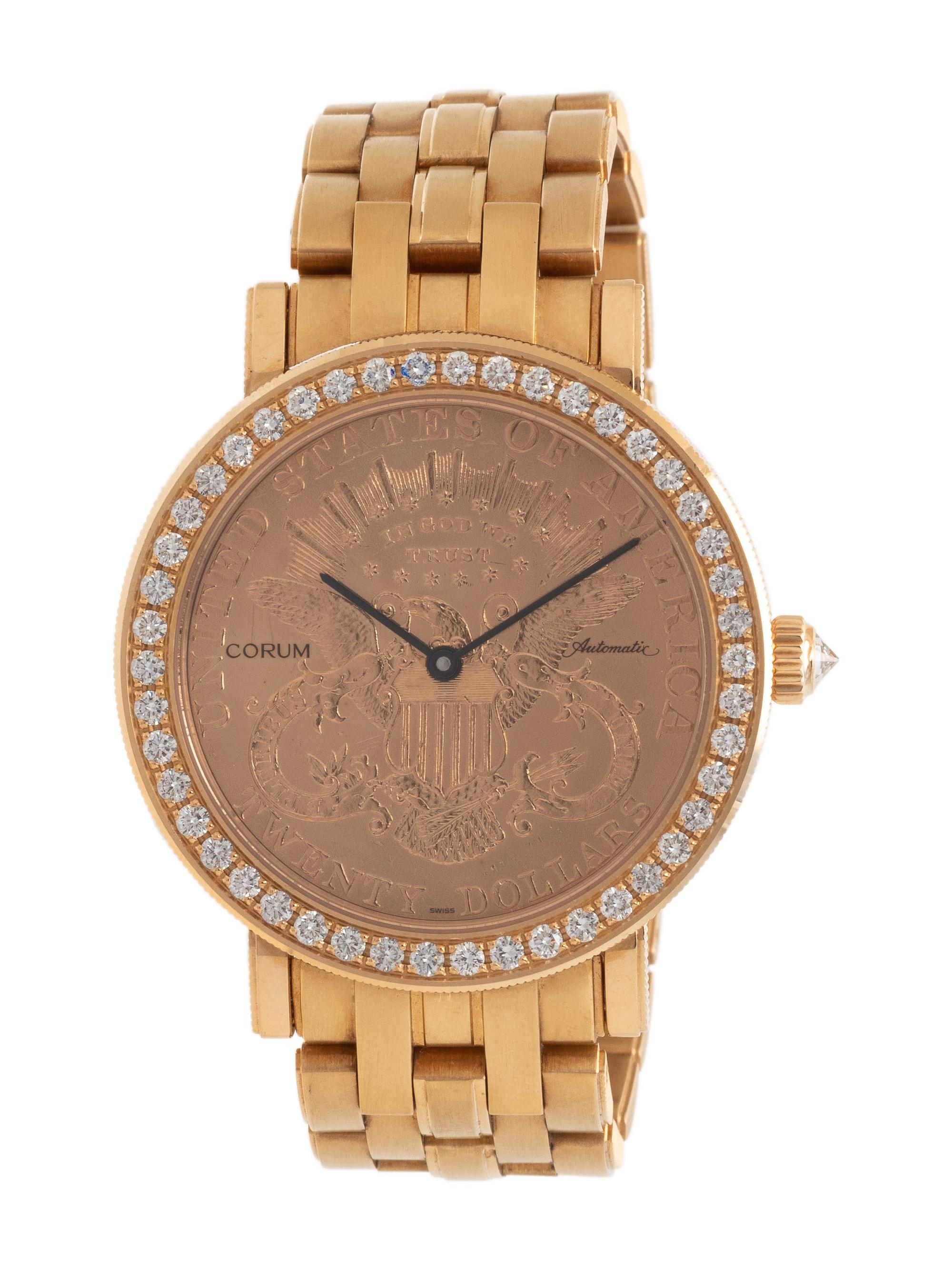 CORUM, 18K YELLOW GOLD US $20 COIN AND DIAMOND WRISTWATCH